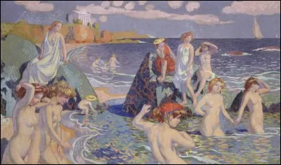 Qui a peint "Baigneuses, plage au petit Temple" ?