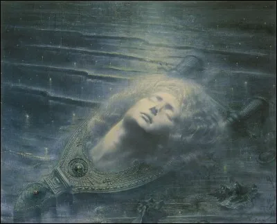 Cette peinture du symboliste Jean Delville représente un poète célèbre de la mythologie grecque.
Quel est son nom ?