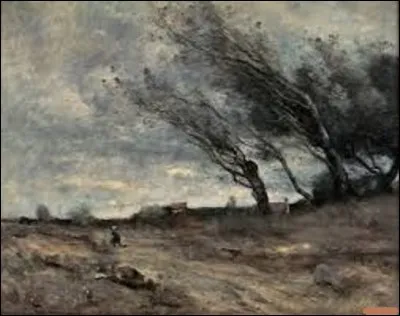 Réalisé en 1870, ''Le Coup de vent'' est l'uvre d'un peintre qui fait partie des fondateurs de l'École de Barbizon. Parmi ces trois artistes, lequel a créé cette toile ?