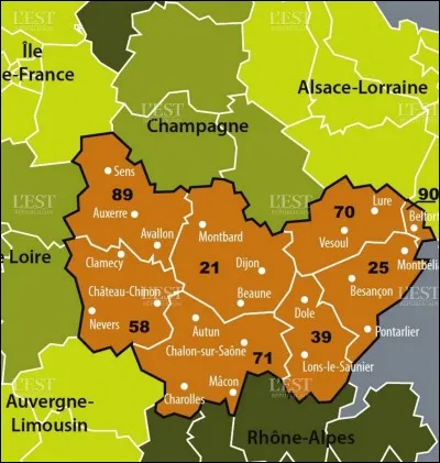 La région Bourgogne-Franche-Comté dispose de 8 départements.