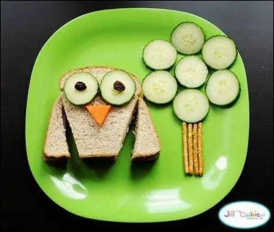 Voilà un plat bucolique, le sandwich prend des airs de hibou et la salade devient arbre. Quel est le légume qui compose l'arbre ?