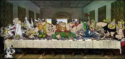 Qui est le peintre de la célèbre peinture "La Cène" où on trouve cette fois-ci les héros du dessin animé Astérix ?