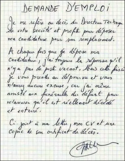 Vous postulez à un emploi, quel type de lettre allez-vous écrire ?