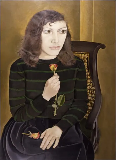 Ce portrait de la jeune fille à la rose représente celle-ci en robe noire. Quel portraitiste anglais a peint cette oeuvre ?