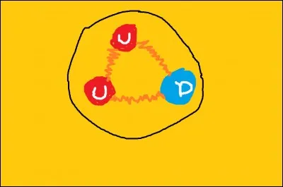 Par quoi sont reliés les quarks de ce proton ?