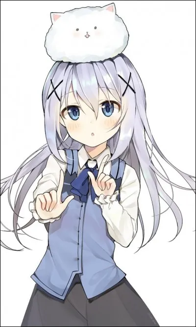 Dans "Gochuumon wa usagi desu ka", comment s'appelle le lapin qui est sur la tête de Chino ?