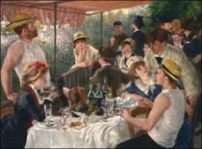 Oeuvre célèbre datant de 1880, ''Le Déjeuner des canotiers'' est un tableau impressionniste. Représentant différents personnages sur la terrasse de la Maison Fournaise, célèbre guinguette de l'époque située sur la commune de Chatou dans les Yvelines, quel peintre est l'auteur de cette huile sur toile ?