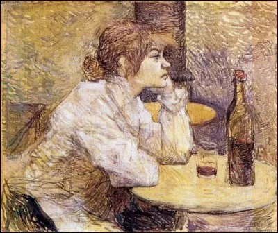 Tu as représenté Suzanne Valadon ! Et tu as nommé ta toile "La Buveuse". J'espère que pour la remercier, tu lui as payé un verre...