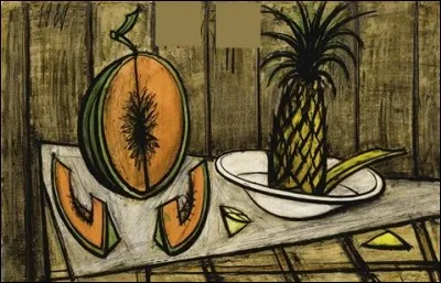 Qui a réalisé la toile "Nature morte au melon et à l'ananas" ?