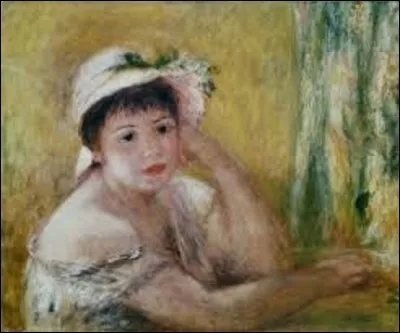 Huile sur toile réalisée en 1880, ''Femme au chapeau de paille'' est un tableau peint par un impressionniste. De qui s'agit-il ?