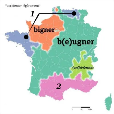 Qui n'a jamais "beugné" sa bagnole, tant on dirait même que le substantif découle du verbe ? Mais comment dit-on dans les zones 1 et 2 ?