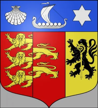 Comme son blason le laisse supposer - en "chef" comme on dit - l'influence de ... a contribué à l'établissement de la commune de Ouistreham.