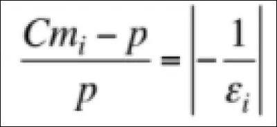 Dans l'équation de Lerner suivante Cmi − p
p = − 1
εi
le terme à gauche du signe égal représente :