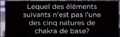 Lequel des éléments n'est pas l'une des cinq natures de chakra ?