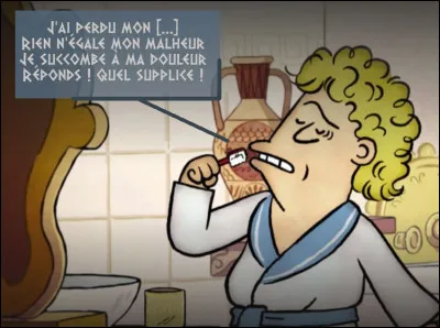 Un drame se noue sous nos yeux, en direct du boudoir du plus célèbre artiste du monde hellénistique [...lequel ?] : en effet, celui-ci ne remet plus la main sur ... [...quoi ou qui donc ?]