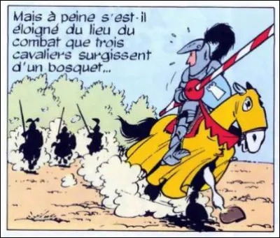 De quelle arme (rouge et blanche) est équipée ce chevalier de tournoi ?