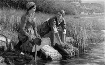 Les premiers hommes lavaient leur linge près...