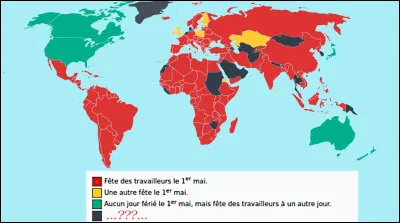 La "Journée des Travailleurs" est fêtée (et généralement chômée), sauf dans les pays en gris sombre. Que se passe-t-il alors, notamment en Europe, au Pays-Bas et au Danemark ?