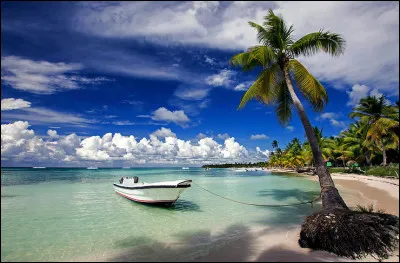 Destination vacances pour découvrir la plage de sable blanc "Saona", bordée de cocotiers, dans la mer des Caraïbes ! Elle fait partie de l'île d'Hispaniola, située entre Porto Rico et Cuba. Où sommes-nous ?