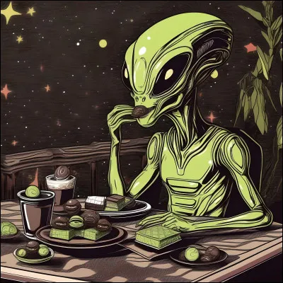 Quelle est la sorte de chocolat que mange cet alien ?