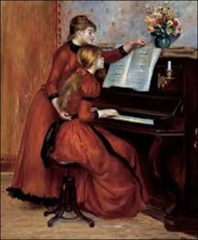 On débute notre voyage musical en cherchant un impressionniste. Vers 1889, quel artiste a réalisé cette toile intitulée ''La Leçon de piano'' ?