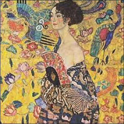 On débute notre promenade picturale en cherchant un symboliste. Quel artiste a réalisé, entre 1917 et 1918, cette toile nommée ''La Femme à l'éventail'', appelée également ''La Dame à l'éventail'' ?