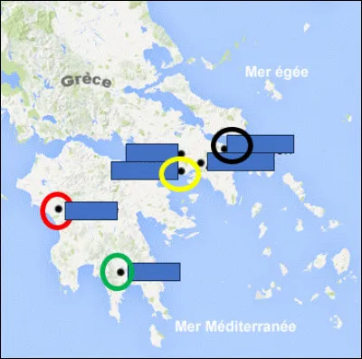 Démarrons ce quiz avec un peu d'Histoire.
Comme leur nom l'indique les Jeux olympiques ont été créés et joués durant l'Antiquité au temple d'Olympie en Grèce. 
Quel anneau désigne Olympie ?