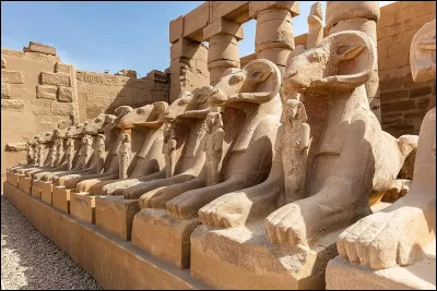 Amon à tête de bélier, un des dieux tutélaires de l'Égypte ancienne, est ici représenté dans le temple de Karnak. Où est situé ce temple ?