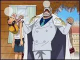 Qu'est-ce qui tombe sur la tte de Garp quand il va porter Luffy chez Dadan ?