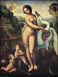 Cette peinture est une très ancienne copie de l'uvre originale qui n'a malheureusement pas survécu avec le temps. De qui était l'uvre originale intitulée "Léda au cygne" ?