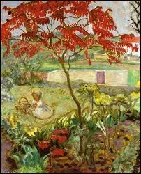 Jardin avec Arbre Rouge