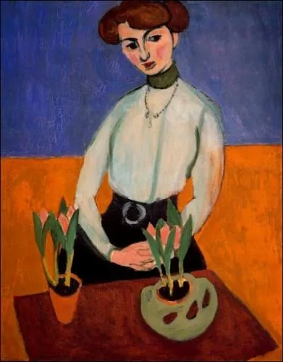 Jeune fille avec des tulipes, Portrait de Jeanne Vaderin, 1910