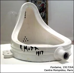 Cette  Fontaine  est un urinoir achet dans un magasin d'articles sanitaires, l'artiste se contentant d'y ajouter une inscription  la peinture noire, pseudonyme choisi pour l'occasion. Qui est-il ?