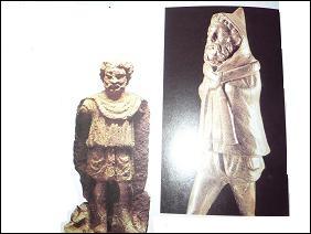 Portraits de Gaulois. À gauche, l'homme porte 1 large blouse à manches. Statuette de bronze à droite : homme vêtu d'1 "sorte de pèlerine à capuchon". Quel nom porte-t-elle ?