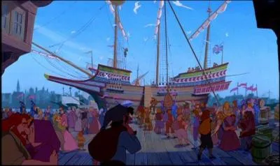 En 1607, des colons britanniques embarquent sur des navires qui font voile vers le  Nouveau Monde . Quelle est la compagnie propritaire du navire dans lequel s'embarquent John Smith et son compagnon Thomas, compagnie clbre dans la chanson d'ouverture du film ?