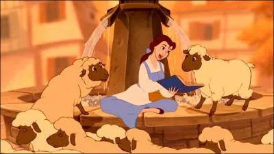 La Belle et la Bte : Au cours de la chanson ''Bonjour'' Belle parle d'un roman  propos ''d'un ogre, du roi, des haricots  mais  qui ?