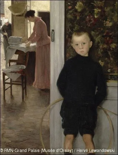 Qui a peint "Enfant et femme dans un intérieur" ?