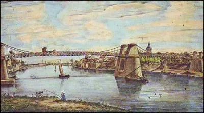 Ce pont suspendu de 148 m de long, à Sainte-Foy-la-Grande en Gironde était l'un des tous premiers en France, construit en 1829, il a été rénové en 1897. Détruit en 1988 et remplacé par un pont en béton armé. Il s'appelait :