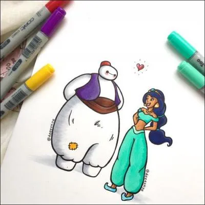 Aujourd'hui, notre cher ami Baymax a décidé de faire la cour à la princesse Jasmine. De quel personnage a-t-il pris la place ?