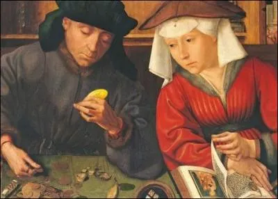 Voici un extrait du célèbre tableau de Q. Matsys "Le peseur d'or" : n'y a-t-il pas un détail qui vous chiffonne, dans ce détail ?