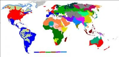 Pour commencer simple, voici la famille de langues la plus dispersée (ou la mieux répartie) dans le monde : laquelle ? (NB : les repères colorés vont d'ouest en est)