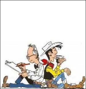 Lucky Luke est assis dos à dos avec son créateur. Qui est cet auteur belge ?