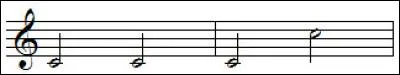 Les intervalles - Lorsque la même note est répétée (ex. 3 fois sur dessin), comment appelle-t-on cet intervalle particulier ?
