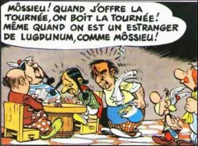 Dans "le Tour de Gaule d'Astérix", ils découvrent les quenelles et les saucissons dans la ville de Lugdunum, c'est à dire :