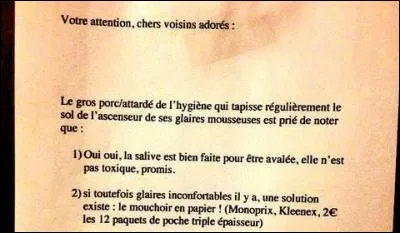 Cette histoire n'est pas glaire... Il manque la fin de cette missive pour cacochyme : à quelle question la retrouver ?