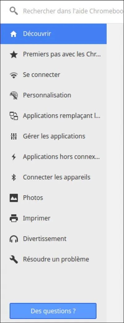 Où se trouve ce menu dans un Chromebook ?